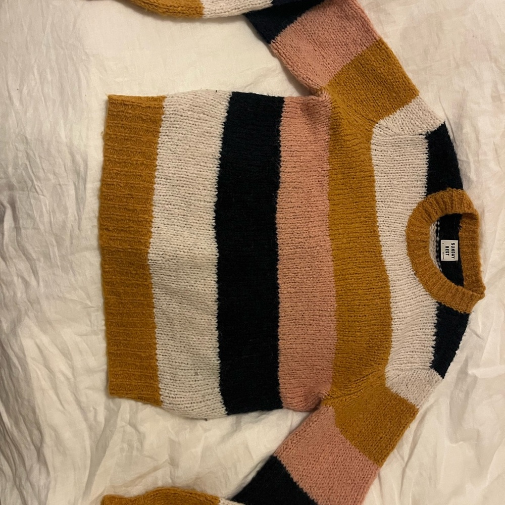 Sunday Best Colorblock Sweater in Mustard, Pink, Black, and Cream